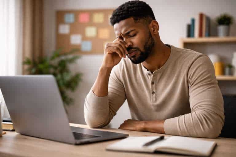 Man with pain at his computer